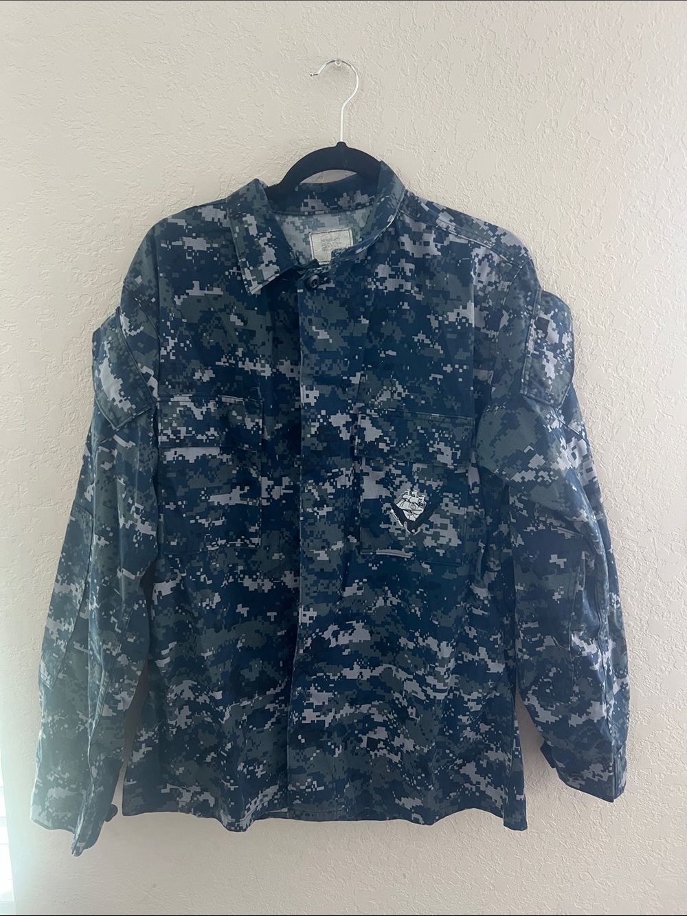 Men's Digital Navy Camo Field Jacket - Military Blue